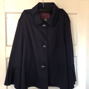 George navy blue ruffle sleeve blazer coat